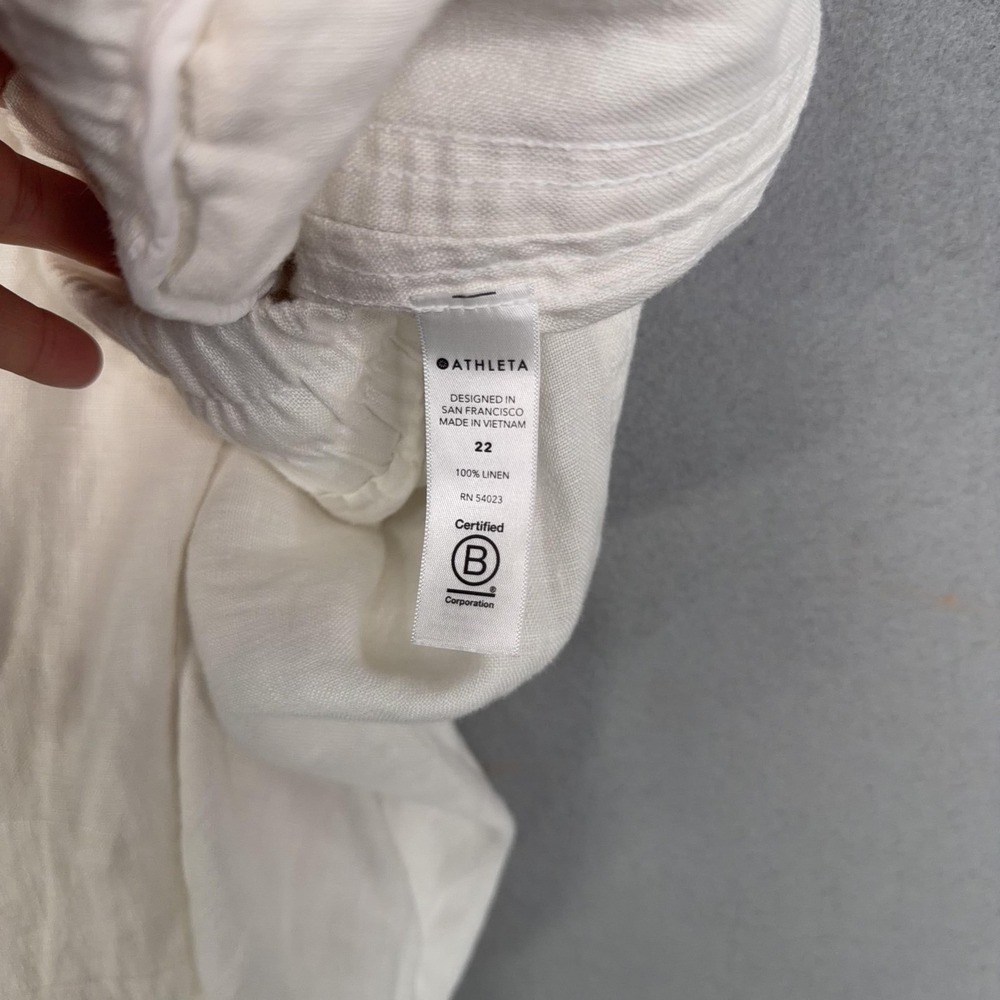 Athleta Pants Womens 22 White Cabo Linen Jogger Pockets Summer Resort Beach - Picture 6 of 16